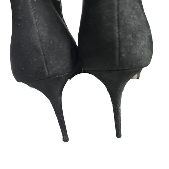 EXPRESS BLACK ASYMMETRICAL SHAFT SUEDE KNEE HIGH STILETTO BOOTS W/ POINTED TOE - Picture 7 of 8